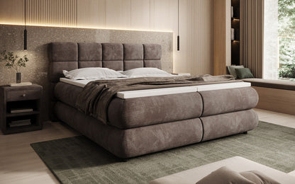 Luxusbetten24 Relana Boxspringbett, Elektrisch Verstellbar in Cord, Premium