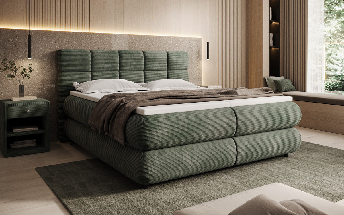 Luxusbetten24 Relana Boxspringbett, Elektrisch Verstellbar in Cord, Premium