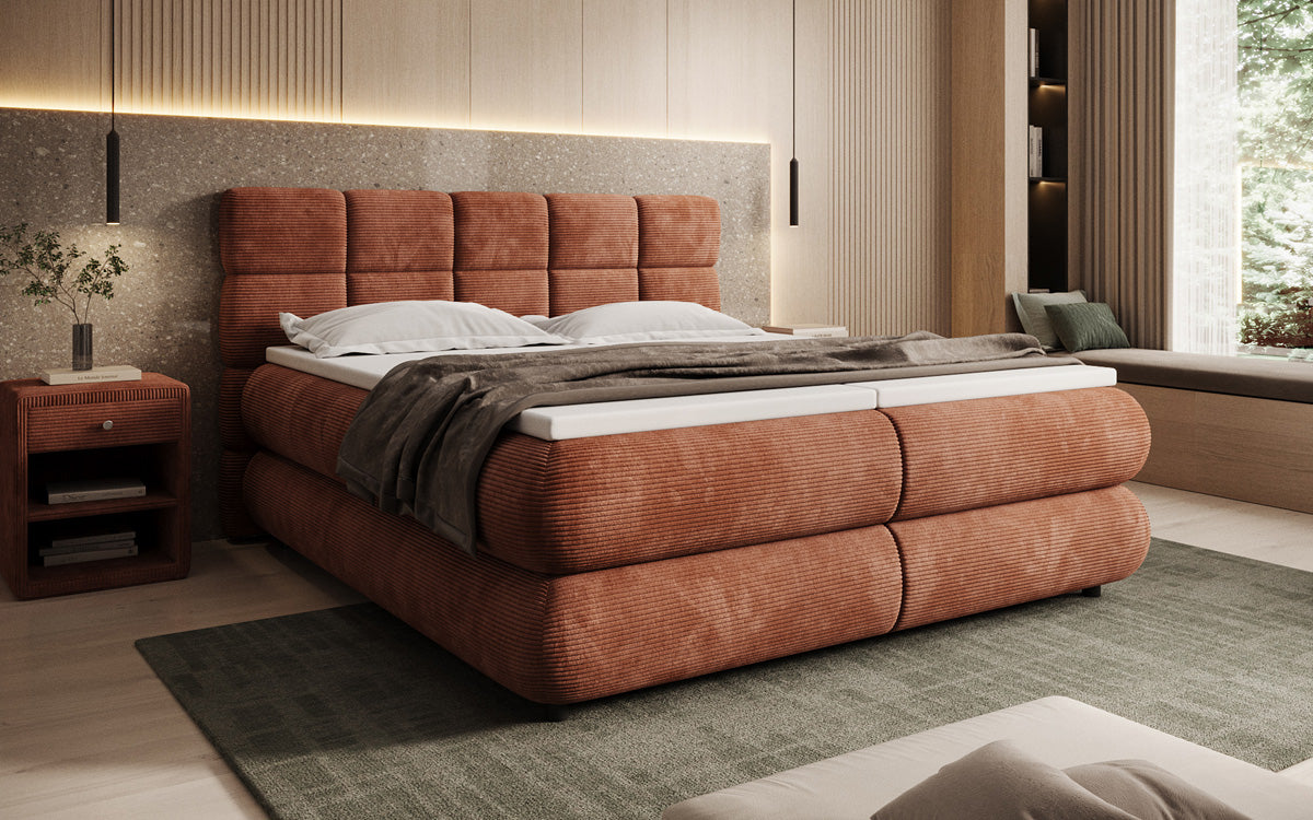 Luxusbetten24 Relana Boxspringbett, Elektrisch Verstellbar in Cord, Premium