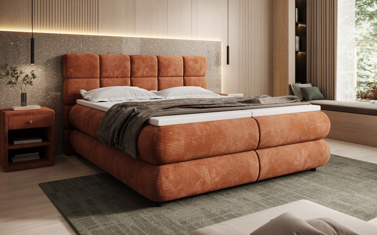 Luxusbetten24 Relana Boxspringbett, Elektrisch Verstellbar in Cord, Premium