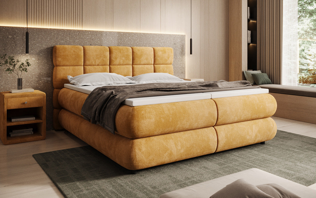 Luxusbetten24 Relana Boxspringbett, Elektrisch Verstellbar in Cord, Premium