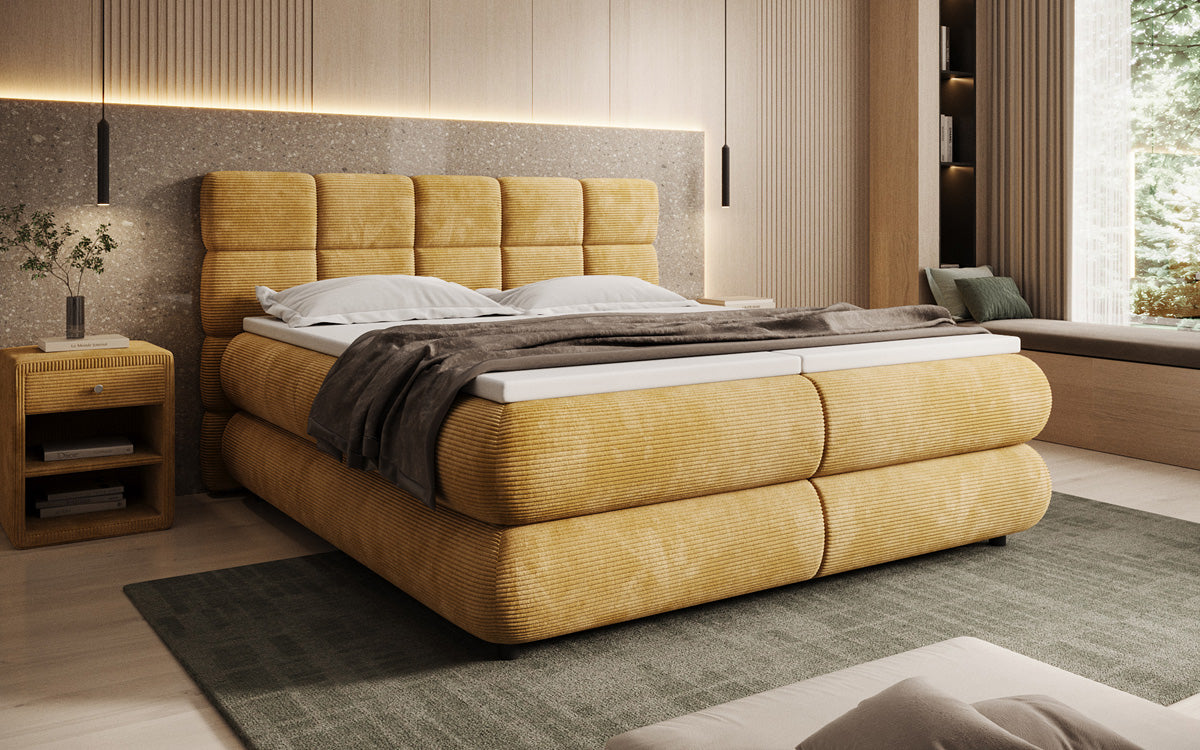 Luxusbetten24 Relana Boxspringbett, Elektrisch Verstellbar in Cord, Premium