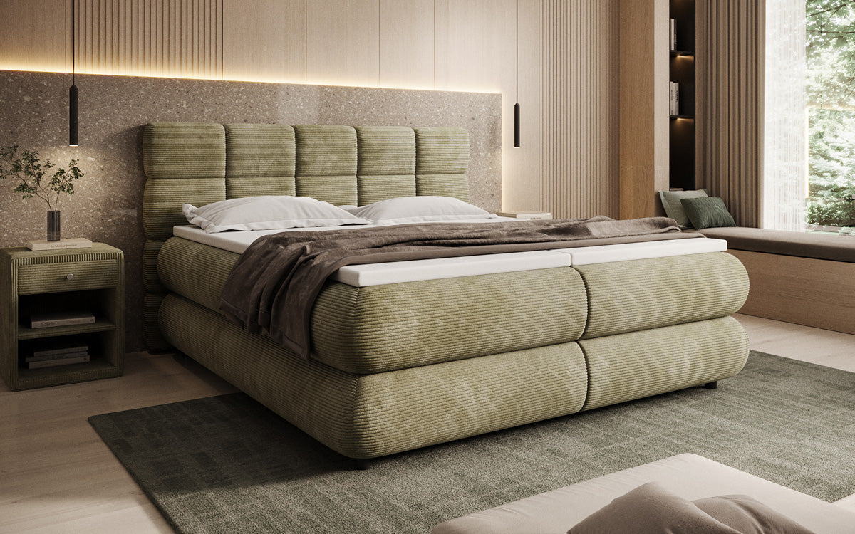 Luxusbetten24 Relana Boxspringbett, Elektrisch Verstellbar in Cord, Premium