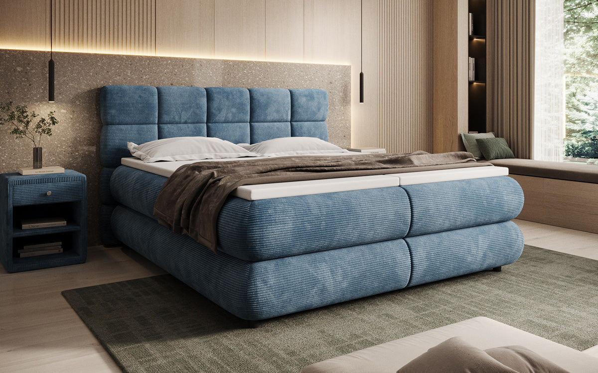 Luxusbetten24 Relana Boxspringbett, Elektrisch Verstellbar in Cord, Premium