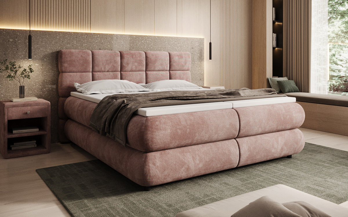 Luxusbetten24 Relana Boxspringbett, Elektrisch Verstellbar in Cord, Premium