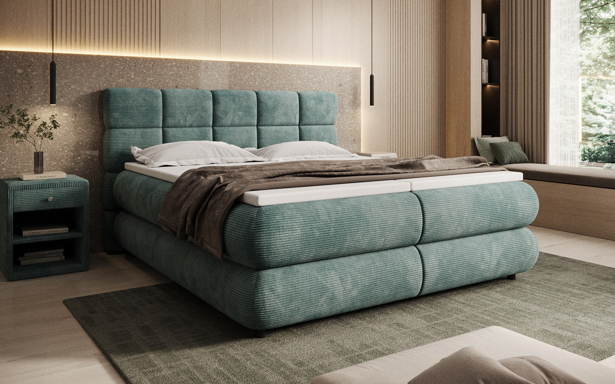 Luxusbetten24 Relana Boxspringbett, Elektrisch Verstellbar in Cord, Premium