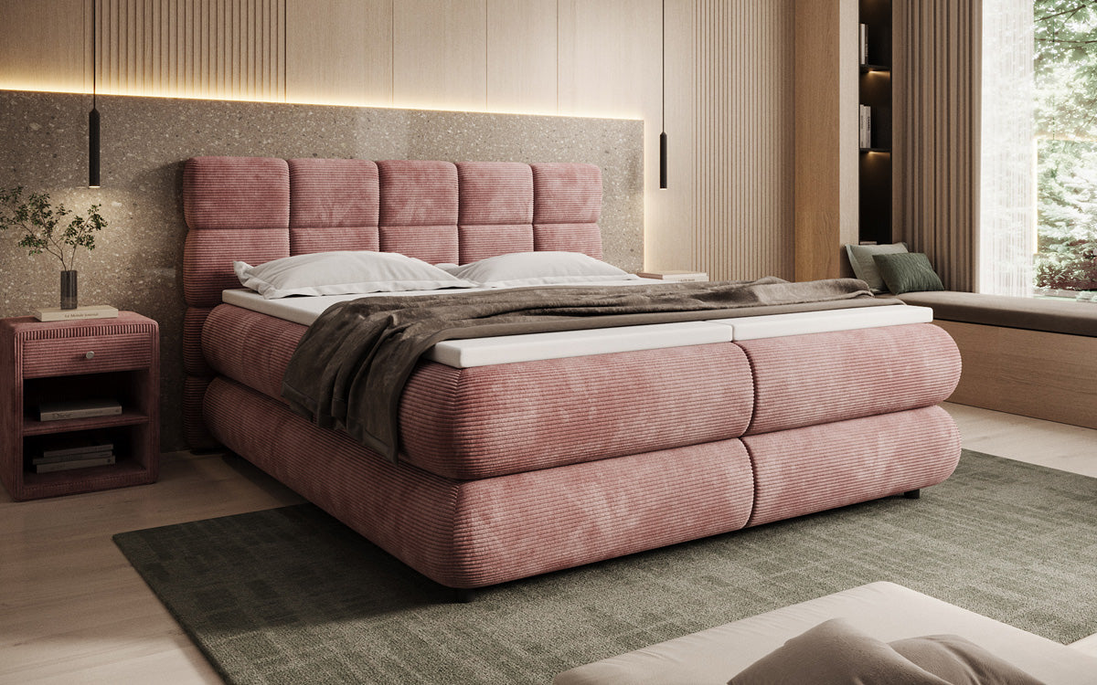 Luxusbetten24 Relana Boxspringbett, Elektrisch Verstellbar in Cord, Premium