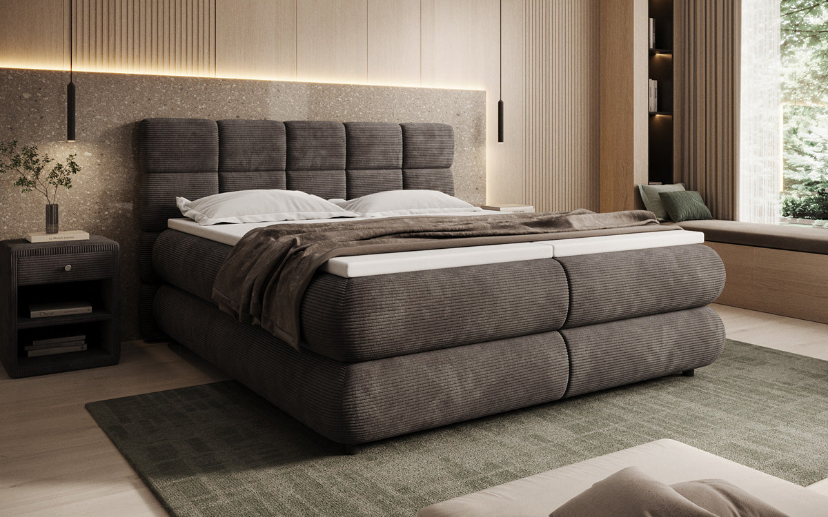 Luxusbetten24 Relana Boxspringbett, Elektrisch Verstellbar in Cord, Premium