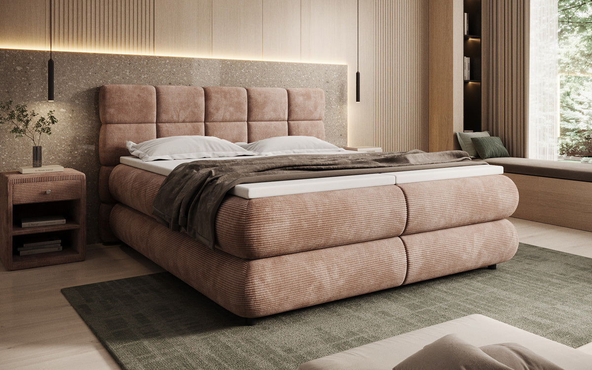 Luxusbetten24 Relana Boxspringbett, Elektrisch Verstellbar in Cord, Premium