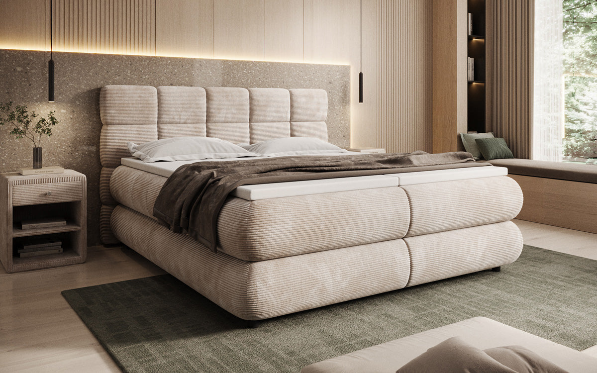 Luxusbetten24 Relana Boxspringbett, Elektrisch Verstellbar in Cord, Premium