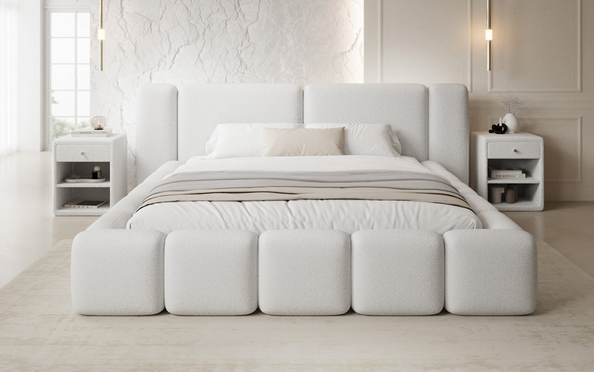 Luxusbetten24 Bianca Designer Polsterbett Teddy Bouclé 120x200 Beige