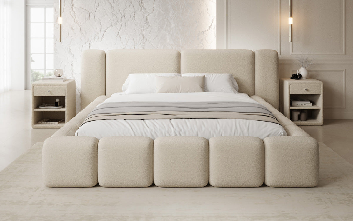 Luxusbetten24 Bianca Designer Polsterbett Teddy Bouclé 120x200 Beige