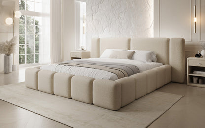 Luxusbetten24 Bianca Designer Polsterbett Teddy Bouclé 120x200 Beige