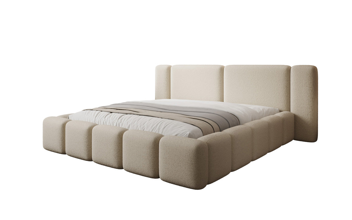 Luxusbetten24 Bianca Designer Polsterbett Teddy Bouclé 120x200 Beige