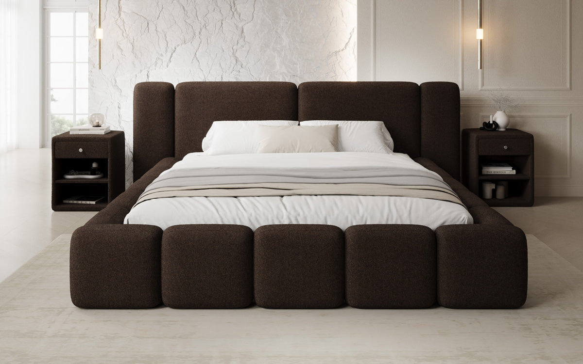 Luxusbetten24 Bianca Designer Polsterbett Teddy Bouclé 120x200 Beige