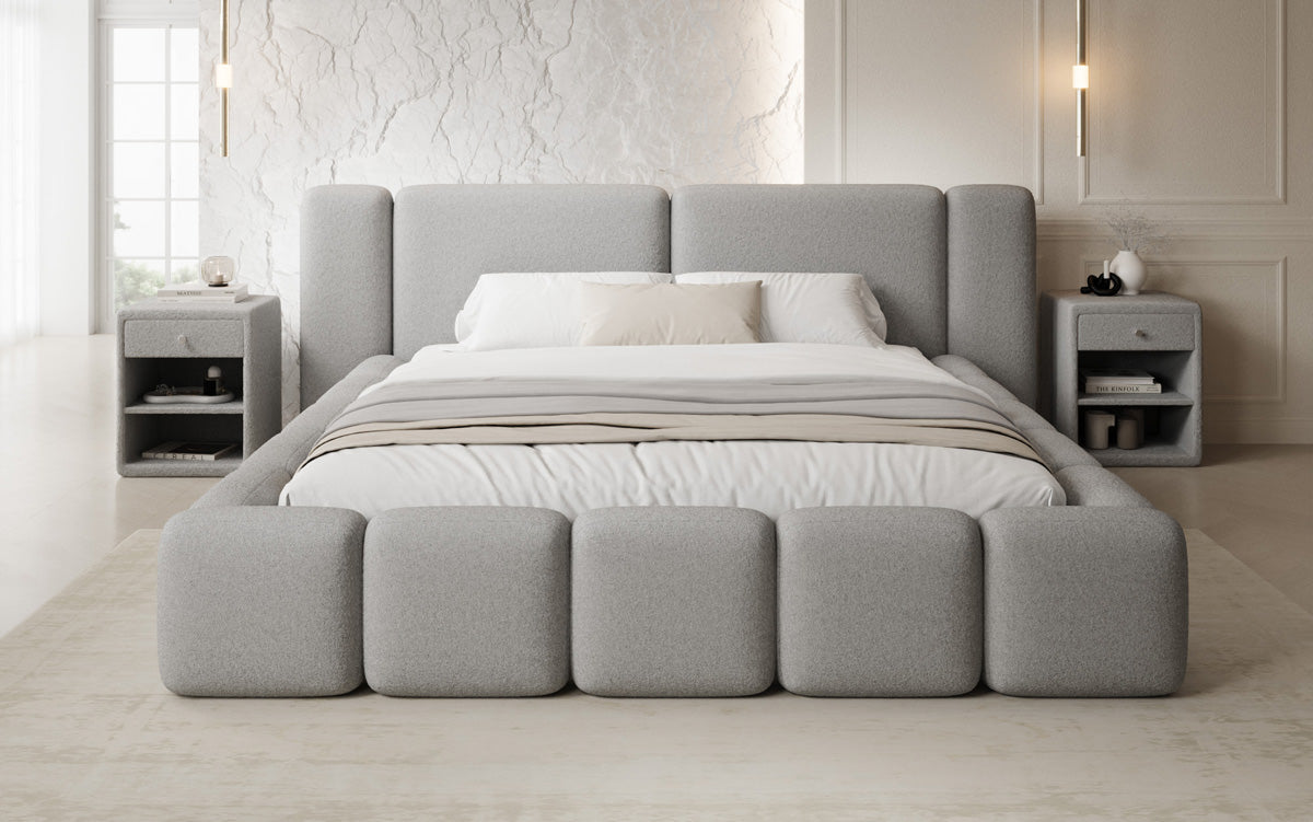 Luxusbetten24 Bianca Designer Polsterbett Teddy Bouclé 120x200 Beige