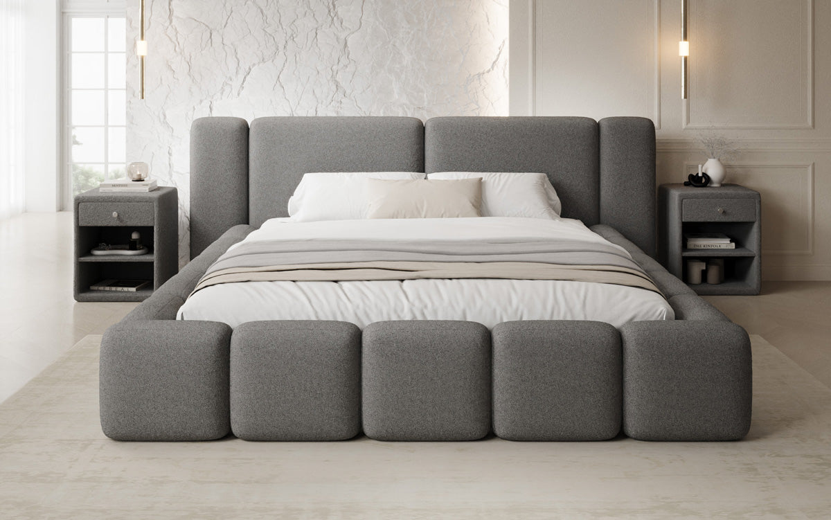 Luxusbetten24 Bianca Designer Polsterbett Teddy Bouclé 120x200 Beige