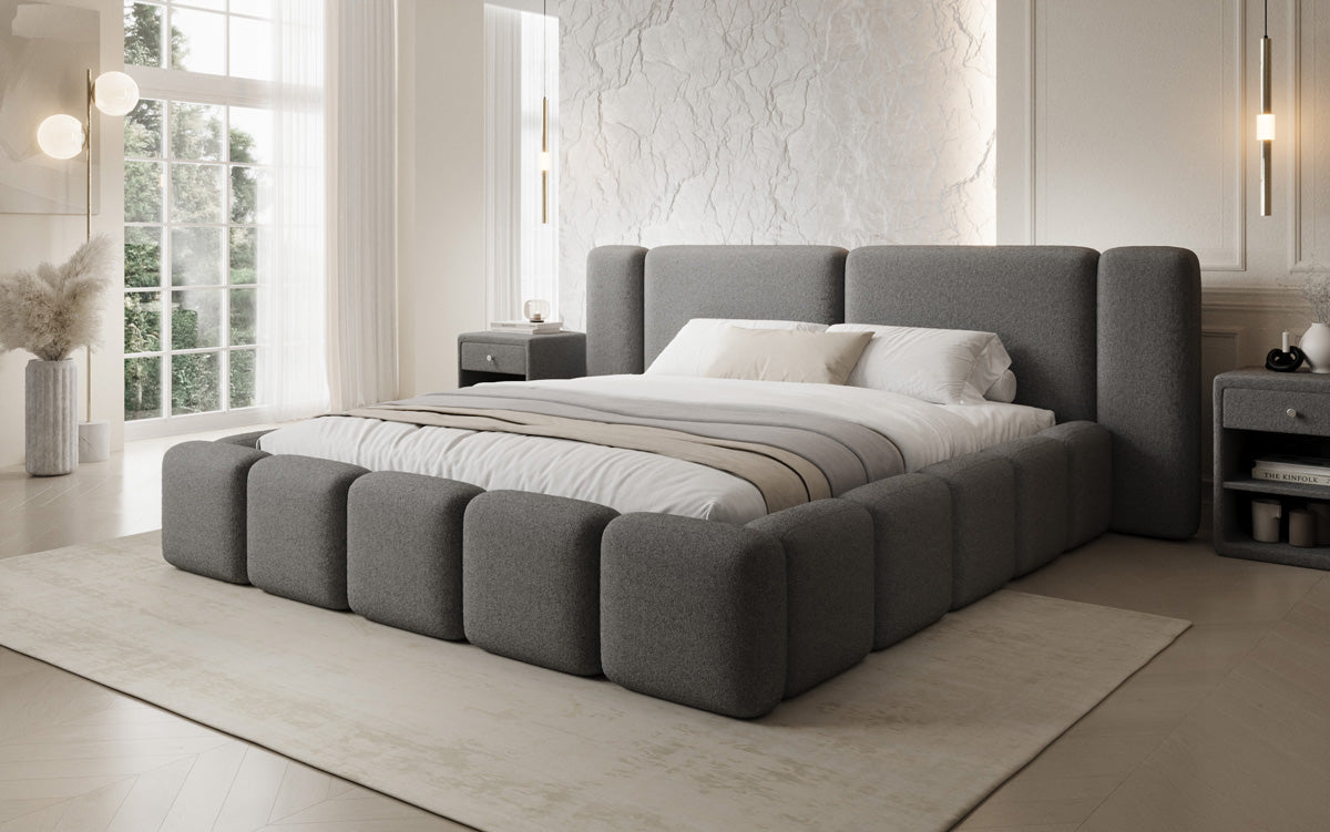 Luxusbetten24 Bianca Designer Polsterbett Teddy Bouclé 120x200 Beige