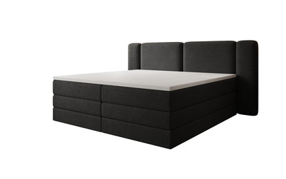Luxusbetten24 Leni Boxspringbett mit hochklappbarem Stauraum in Teddy Bouclé