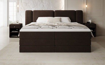 Luxusbetten24 Leni Boxspringbett mit hochklappbarem Stauraum in Teddy Bouclé