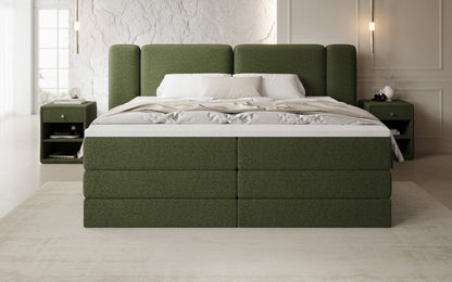 Luxusbetten24 Leni Boxspringbett mit hochklappbarem Stauraum in Teddy Bouclé