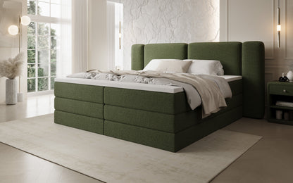 Luxusbetten24 Leni Boxspringbett mit hochklappbarem Stauraum in Teddy Bouclé