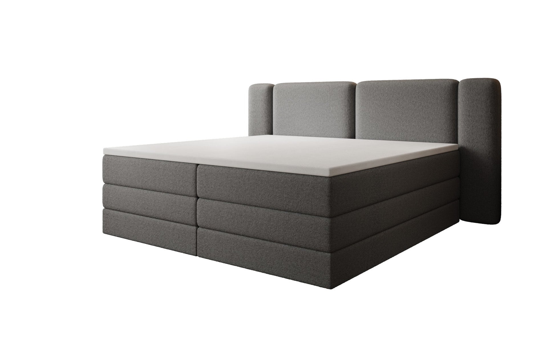 Luxusbetten24 Leni Boxspringbett mit hochklappbarem Stauraum in Teddy Bouclé