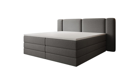 Luxusbetten24 Leni Boxspringbett mit hochklappbarem Stauraum in Teddy Bouclé