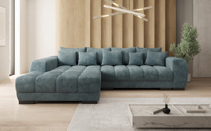 Luxusbetten24 Balu Designer Sofa mit Schlaffunktion und Stauraum in Cord