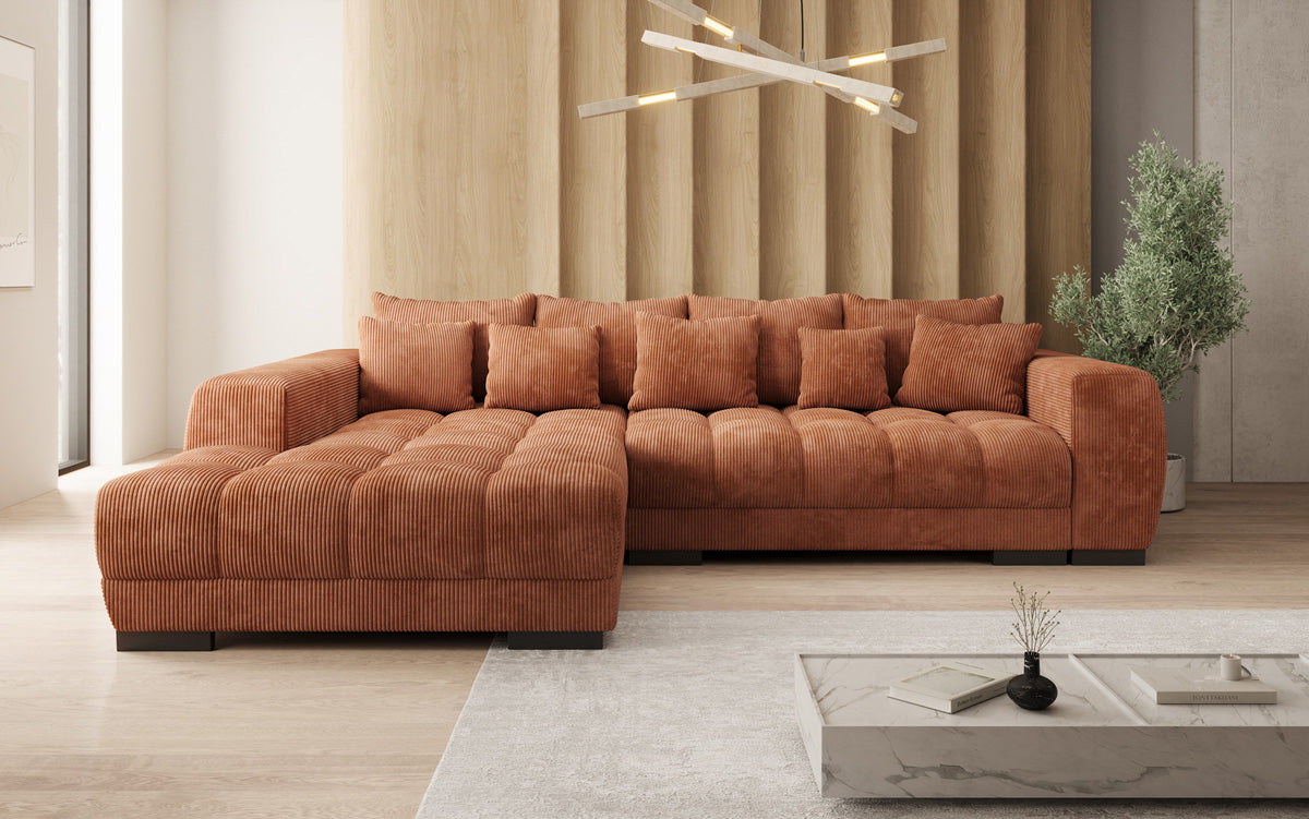 Luxusbetten24 Balu Designer Sofa mit Schlaffunktion und Stauraum in Cord