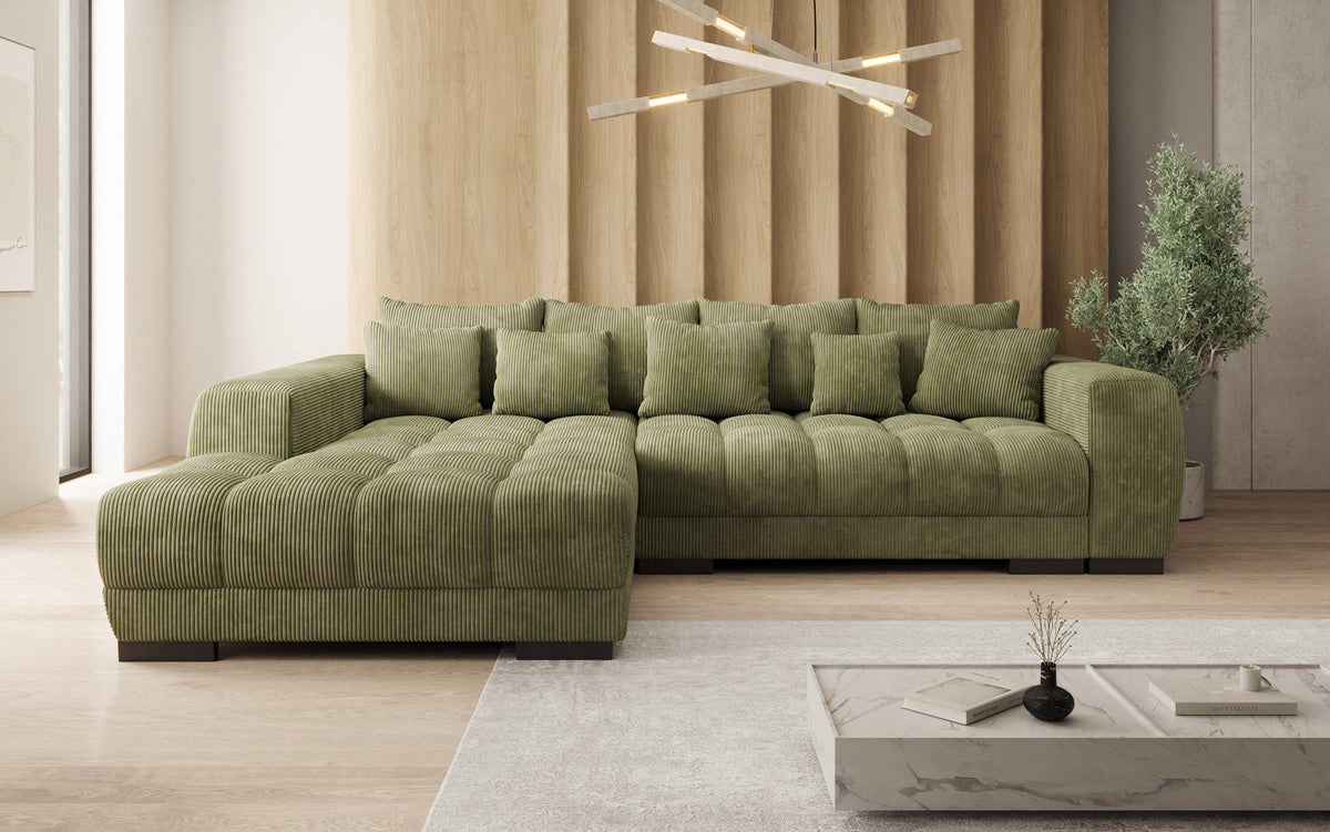 Luxusbetten24 Balu Designer Sofa mit Schlaffunktion und Stauraum in Cord