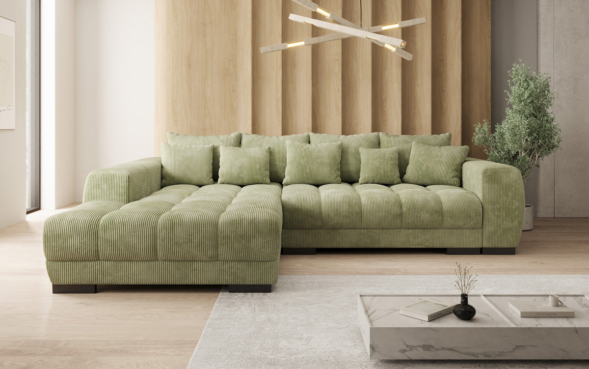 Luxusbetten24 Balu Designer Sofa mit Schlaffunktion und Stauraum in Cord