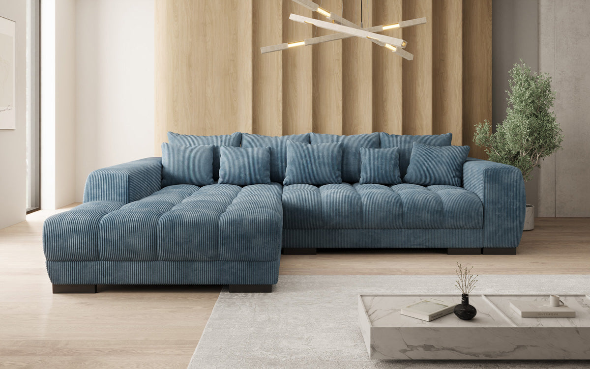 Luxusbetten24 Balu Designer Sofa mit Schlaffunktion und Stauraum in Cord