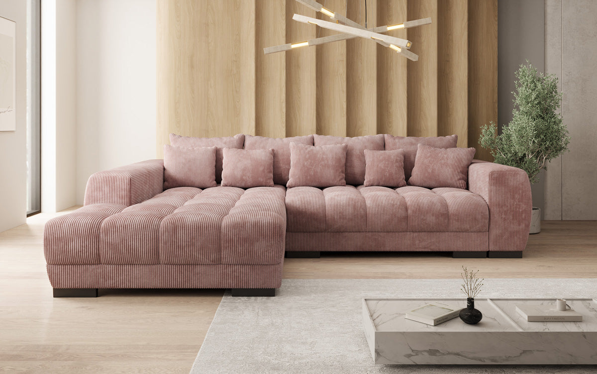 Luxusbetten24 Balu Designer Sofa mit Schlaffunktion und Stauraum in Cord