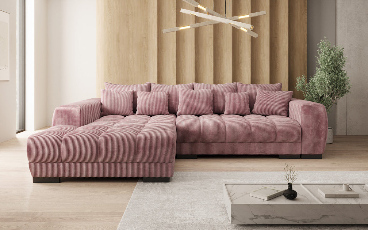 Luxusbetten24 Balu Designer Sofa mit Schlaffunktion und Stauraum in Cord