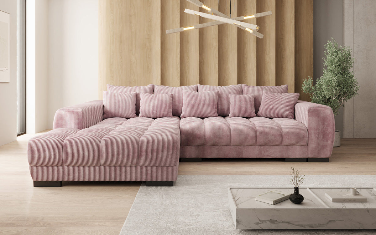 Luxusbetten24 Balu Designer Sofa mit Schlaffunktion und Stauraum in Cord