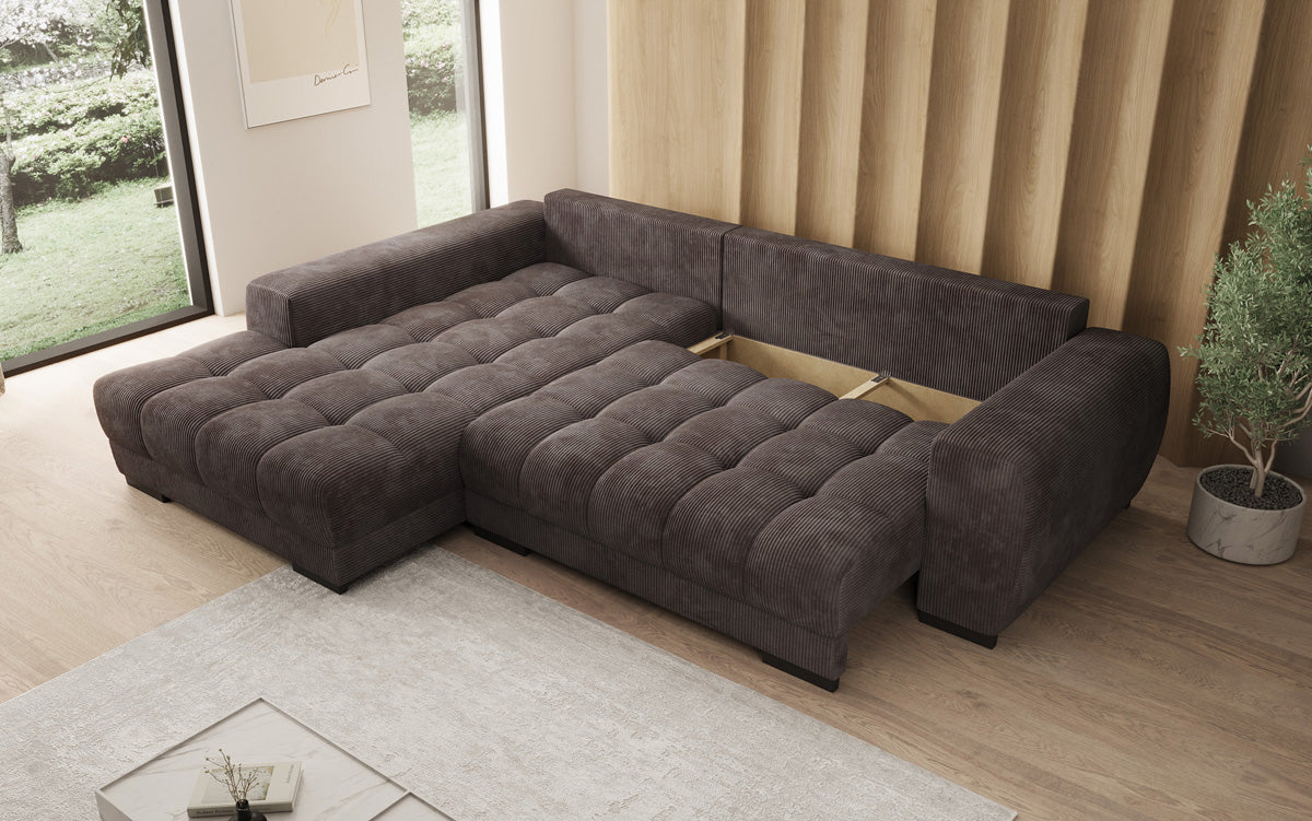 Luxusbetten24 Balu Designer Sofa mit Schlaffunktion und Stauraum in Cord