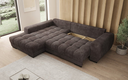 Luxusbetten24 Balu Designer Sofa mit Schlaffunktion und Stauraum in Cord