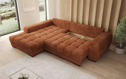 Luxusbetten24 Balu Designer Sofa mit Schlaffunktion und Stauraum in Cord