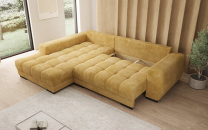 Luxusbetten24 Balu Designer Sofa mit Schlaffunktion und Stauraum in Cord