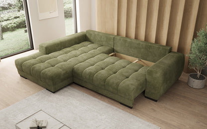 Luxusbetten24 Balu Designer Sofa mit Schlaffunktion und Stauraum in Cord