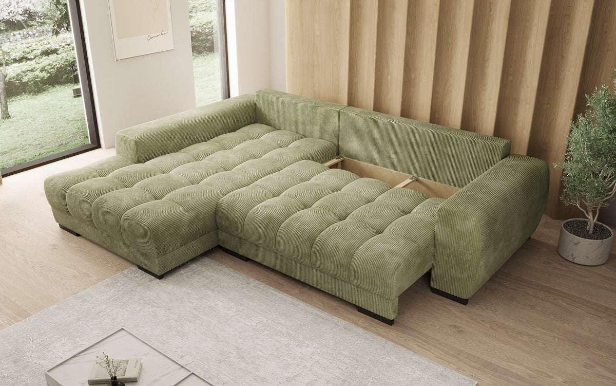 Luxusbetten24 Balu Designer Sofa mit Schlaffunktion und Stauraum in Cord