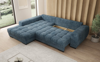 Luxusbetten24 Balu Designer Sofa mit Schlaffunktion und Stauraum in Cord