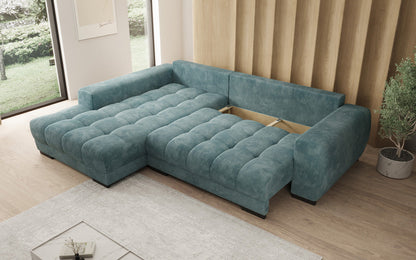 Luxusbetten24 Balu Designer Sofa mit Schlaffunktion und Stauraum in Cord