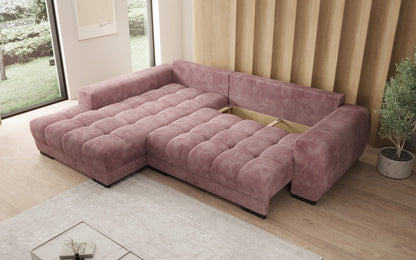 Luxusbetten24 Balu Designer Sofa mit Schlaffunktion und Stauraum in Cord