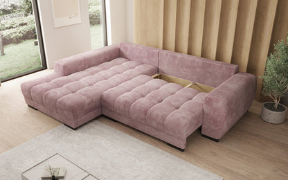 Luxusbetten24 Balu Designer Sofa mit Schlaffunktion und Stauraum in Cord