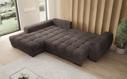 Luxusbetten24 Balu Designer Sofa mit Schlaffunktion und Stauraum in Cord