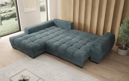 Luxusbetten24 Balu Designer Sofa mit Schlaffunktion und Stauraum in Cord
