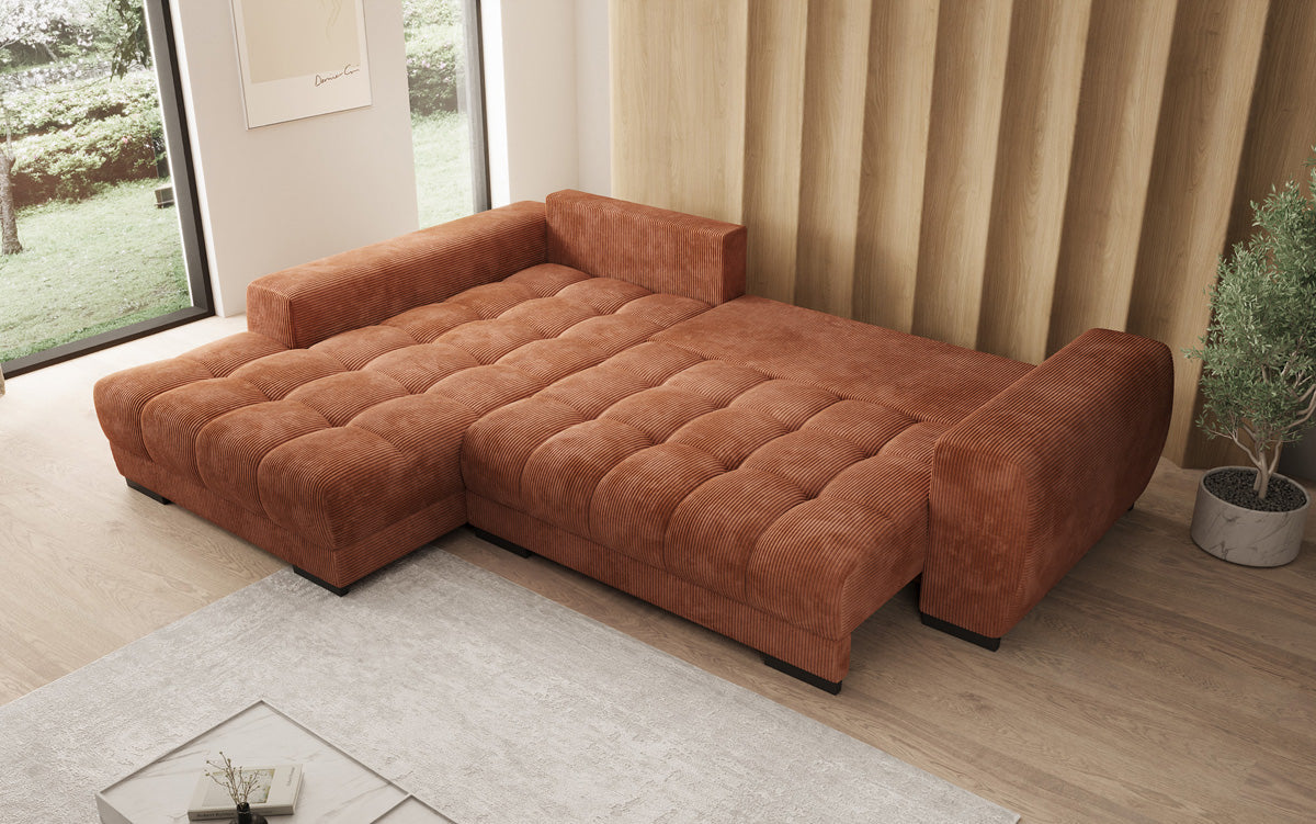 Luxusbetten24 Balu Designer Sofa mit Schlaffunktion und Stauraum in Cord