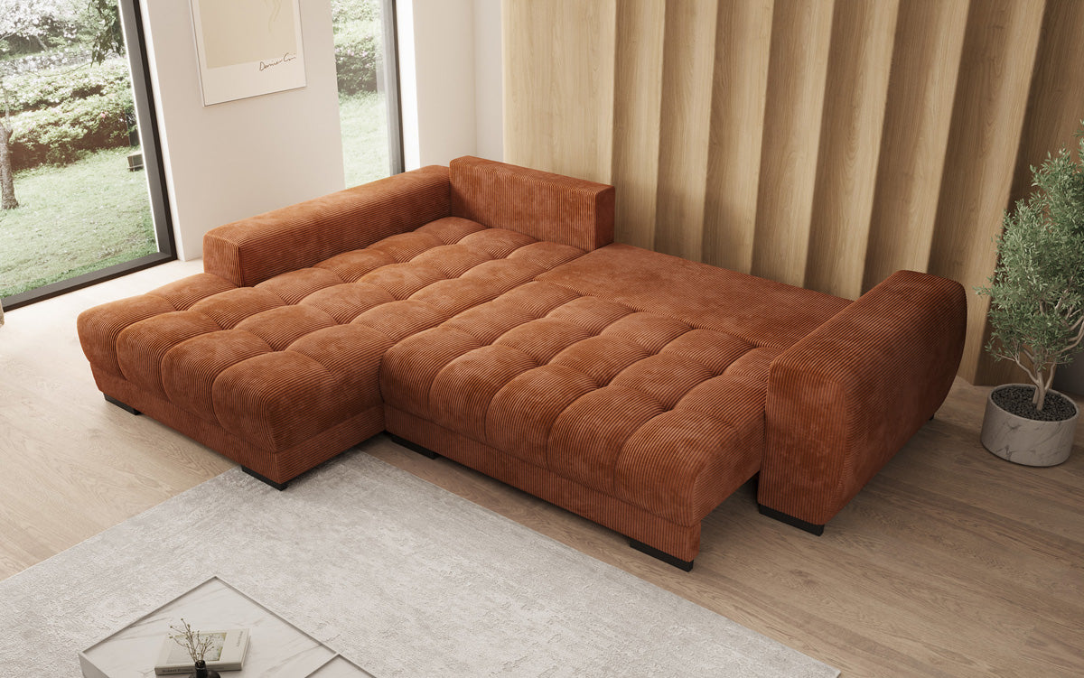 Luxusbetten24 Balu Designer Sofa mit Schlaffunktion und Stauraum in Cord